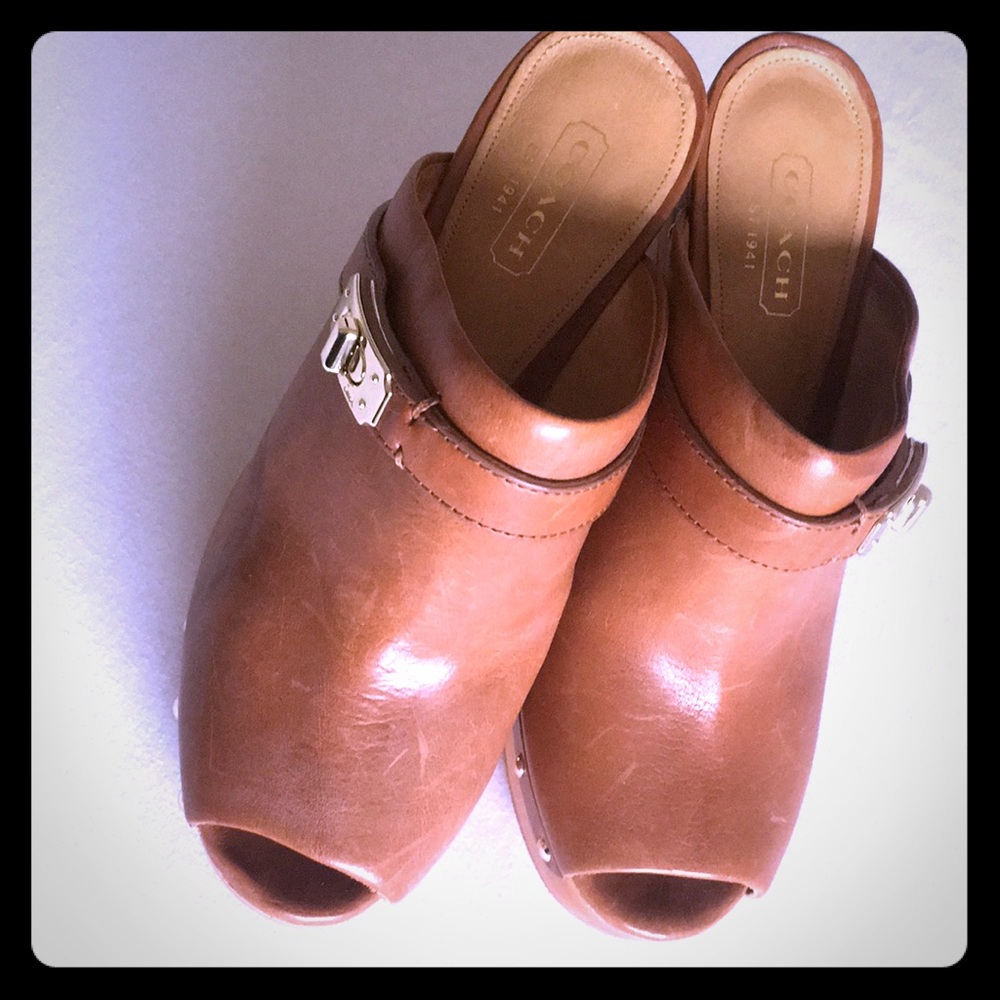 Coach leather clog heels
